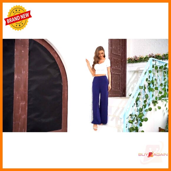 Stretchy High Waist Wide Leg Palazzo Lounge Pants S-3XL Polyester Spandex - Picture 6 of 7